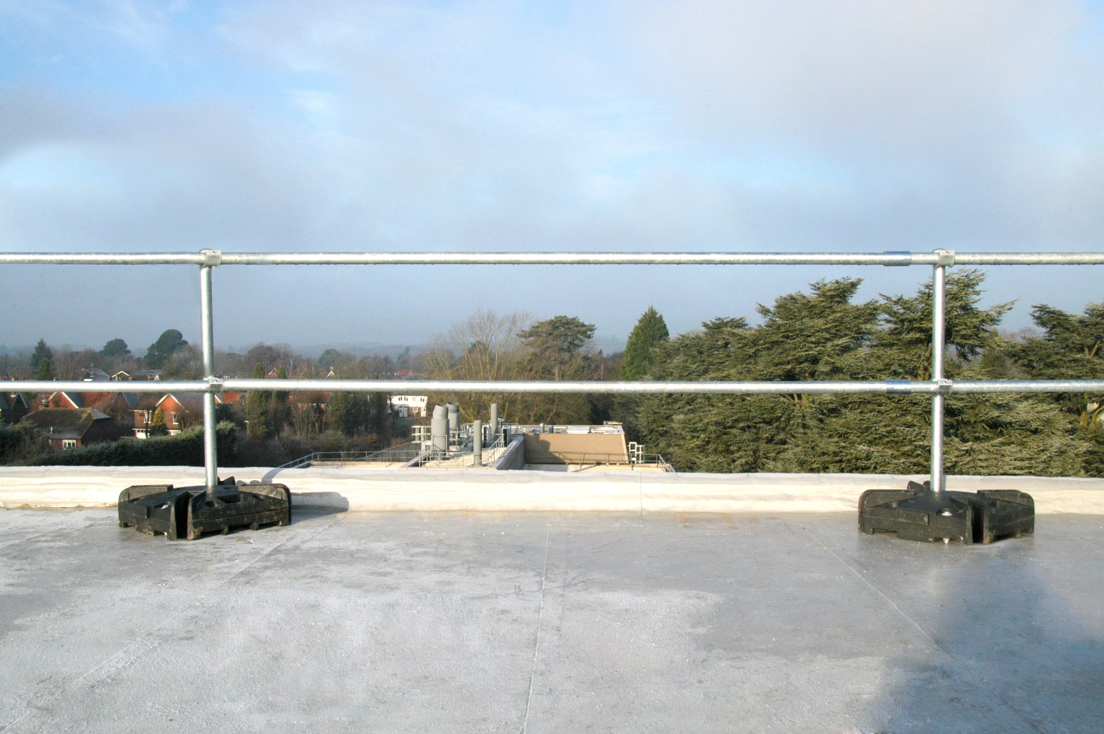 Roof edge fall protection | roof fall protection | rooftop guardrail