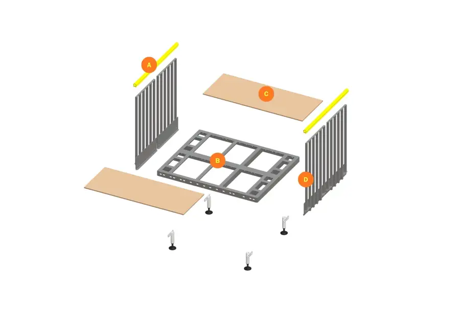Panel Base Frame Installation Modular DDA Ramps - Kee Safety