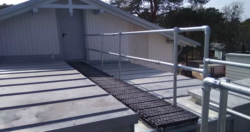 Rooftop Walkway With Handrail