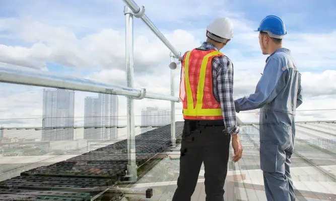 Railing In Construction Safety Railing and Modular Guardrail made from Slip-on Railing Fittings ...