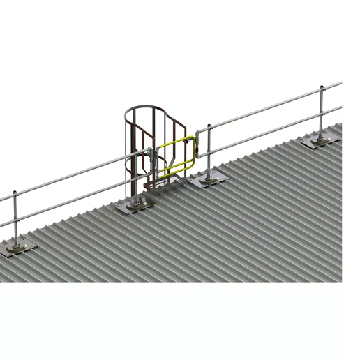 Ladder Railing System | non-penetrating fall protection solution | rooftop safe access | roof fall protection systems