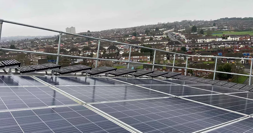 Roof Walkway With Guardrails Edge Protection Solar Panels
